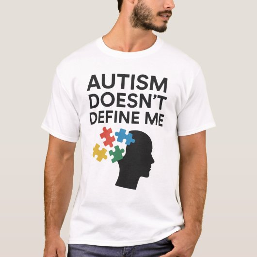 Autisme definieert me niet als puzzelkunst t-shirt (Voorkant)