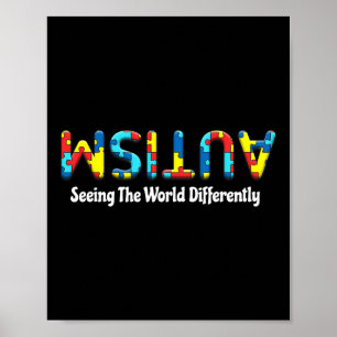 Autisme die de wereld anders boven autisme zien poster