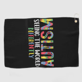 Autisme die de wereld anders zien autisme auwarene golfhanddoek (Horizontaal)