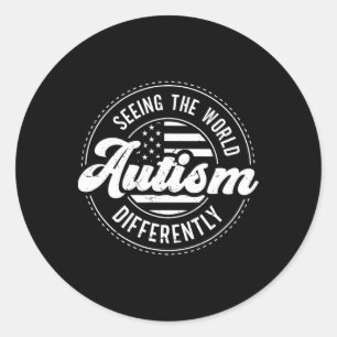 Autisme die de wereld anders zien autisme auwarene ronde sticker