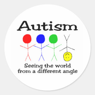 Autisme die de wereld vanuit een andere hoek ziet ronde sticker