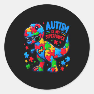 Autisme - Dinosaur - Puzzel - Boog - Autisme Is Mi Ronde Sticker