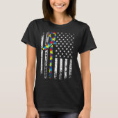 Autisme Distress American Flag Cute Puz T-shirt (Voorkant)
