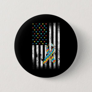 Autisme Distress American Flag Puzzle R Ronde Button 5,7 Cm