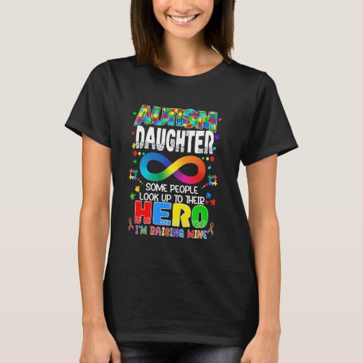 Autisme Dochter Opvoeden Held Groovy Moeder Autism T-shirt (Voorkant)