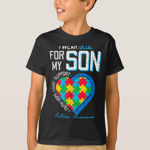 Autisme draag blauw voor zoon bewustzijn papa mama t-shirt