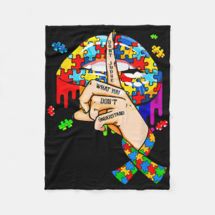 Autisme Druppelende lippen Puzzel Autisme Bewustzi Fleece Deken
