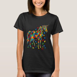 Autisme eenhoorn kleurrijke puzzelstukken voor vro t-shirt