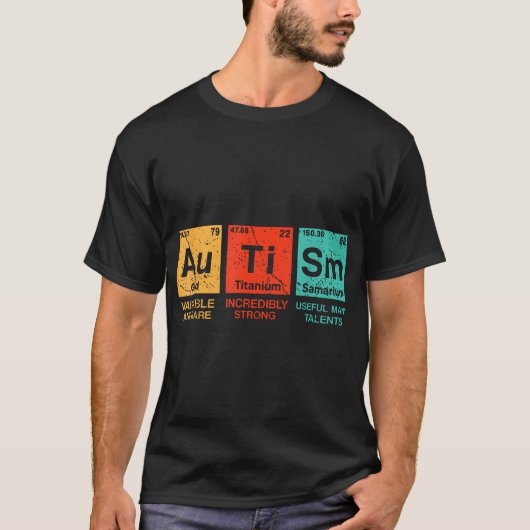 Autisme Elementen Periodic Table Awareness ASS Man T-shirt (Voorkant)