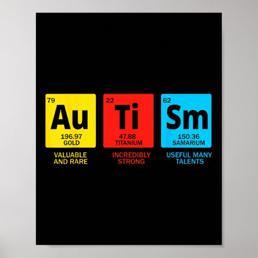 Autisme Elementen Periodiek Tabel ASS Autisme Awar Poster (Voorkant)