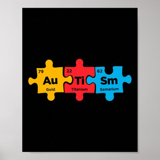 Autisme Elementen Periodiek Tabel Puzzel Bewustzij Poster (Voorkant)