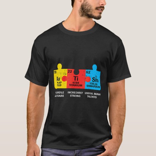 Autisme Elementen Periodieke Tabelsensibiliserings T-shirt (Voorkant)