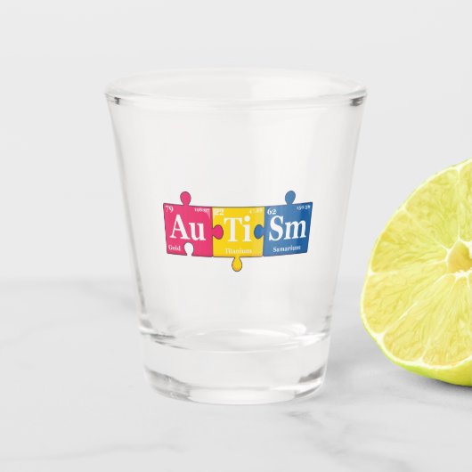 Autisme Elementen Periodieke Tafel Bewustzijn Chem Shot Glas (Voorkant)