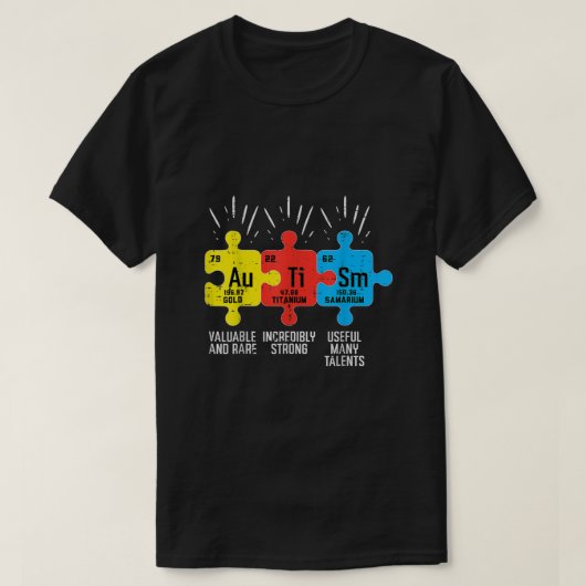 Autisme Elements Periodic Table Awareness ASD Mann T-shirt (Design voorkant)