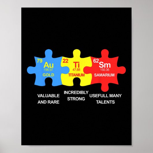 Autisme Elements Periodieke Tabelsensibilisering T Poster (Voorkant)