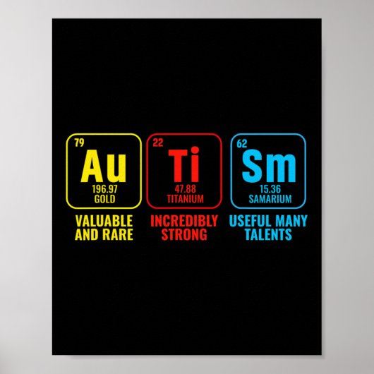 Autisme Elements Periodieke Tabelsensibilisering T Poster (Voorkant)