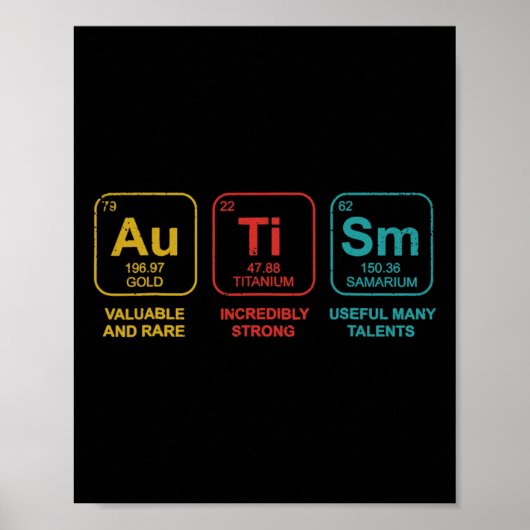 Autisme Elements Periodieke Tabelsensibilisering T Poster (Voorkant)