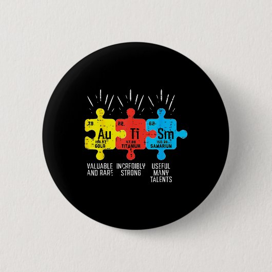 Autisme Elements Periodieke Tabelsensibilisering T Ronde Button 5,7 Cm (Voorkant)