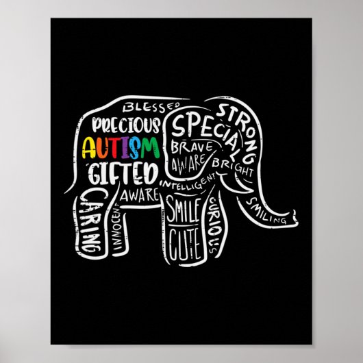 Autisme Elephant Acceptatie Autistic Mannen Poster (Voorkant)