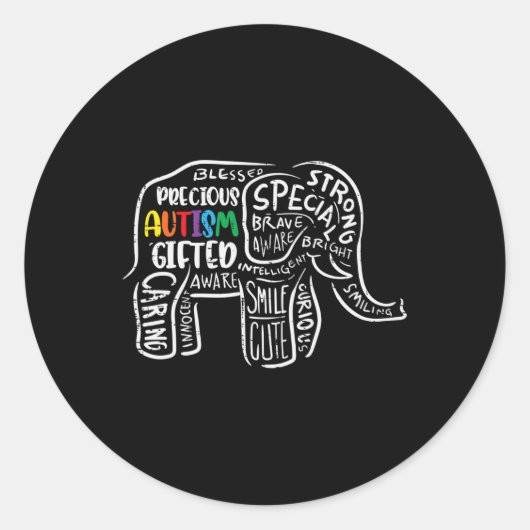Autisme Elephant Acceptatie Autistic Mannen Ronde Sticker (Voorkant)