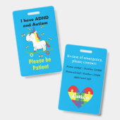 Autisme en ADHD Lanyard Neurodivergente ID Badge (Voor- en achterkant)