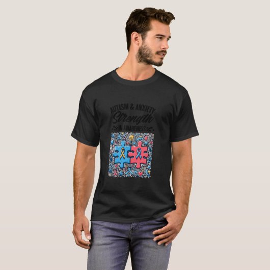 Autisme en angst Autisme Bewustzijn Maand Mensen W T-shirt (Voorkant volledig)