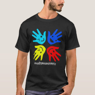 Autisme Gebaar Hand Glimlach Gezicht Autistisch Ki T-shirt