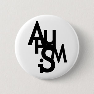 Autisme (gebluste letters) ronde button 5,7 cm