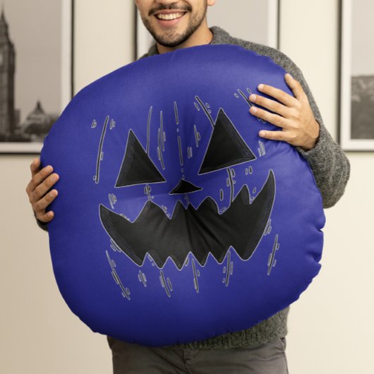 Autisme-geïnspireerde Jack-o'-Lantern Halloween Rond Kussen
