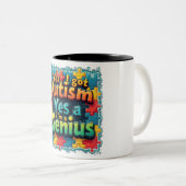 Autisme genie tweekleurige koffiemok (Voorkant rechts)