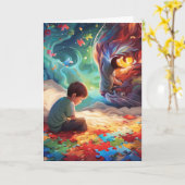 Autisme gevouwen Wenskaart Kaart (Gele Bloem)