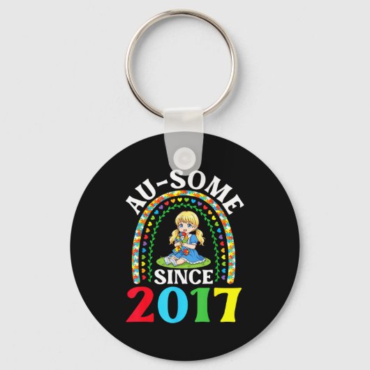 Autisme Geweldig Ausome Sinds 2017 Bewustzijn 9e G Sleutelhanger (Voorkant)