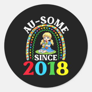 Autisme Geweldig Ausome Sinds 2018 Bewustzijn 8e G Ronde Sticker