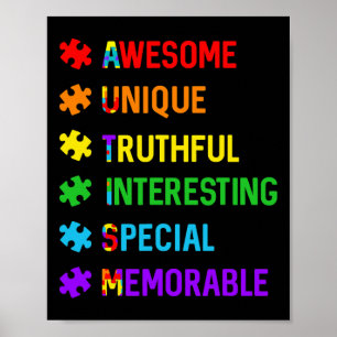 Autisme Geweldig Uniek Speciaal Autisme Bewustzijn Poster