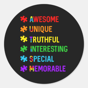 Autisme Geweldig Uniek Speciaal Autisme Bewustzijn Ronde Sticker