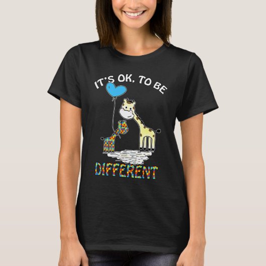 Autisme Giraffe Het Is OK Om Verschillend Te Zijn T-shirt (Voorkant)