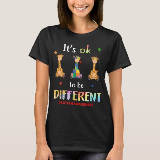 Autisme Giraffe OK om anders bewustzijn Mannen BO T-shirt (Voorkant)
