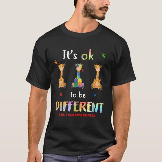 Autisme Giraffe OK om anders bewustzijn Mannen BO T-shirt (Voorkant)
