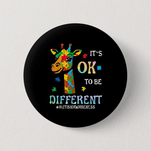 Autisme-giraffe om anders te zijn bewustzijn kinde ronde button 5,7 cm (Voorkant)