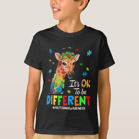 Autisme Giraffe Vrouwen Kinderen dat het oké is om T-shirt (Voorkant)