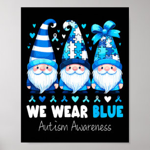 Autisme Gnomen We Draag Blauw Autisme Bewustzijn Poster