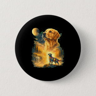 Autisme golden retriever naar de maan huilen 90s ronde button 5,7 cm