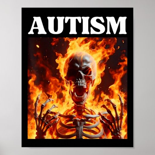 Autisme Grappig Cringe Edgy Hard Skeleton Meme Fla Poster (Voorkant)
