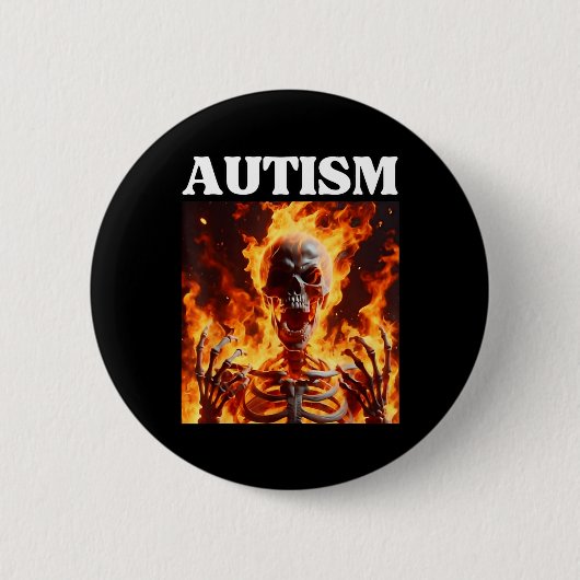 Autisme Grappig Cringe Edgy Hard Skeleton Meme Fla Ronde Button 5,7 Cm (Voorkant)