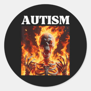 Autisme Grappig Cringe Edgy Hard Skeleton Meme Fla Ronde Sticker