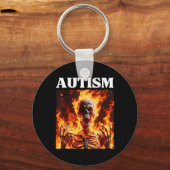 Autisme Grappig Cringe Edgy Hard Skeleton Meme Fla Sleutelhanger (Voorkant)