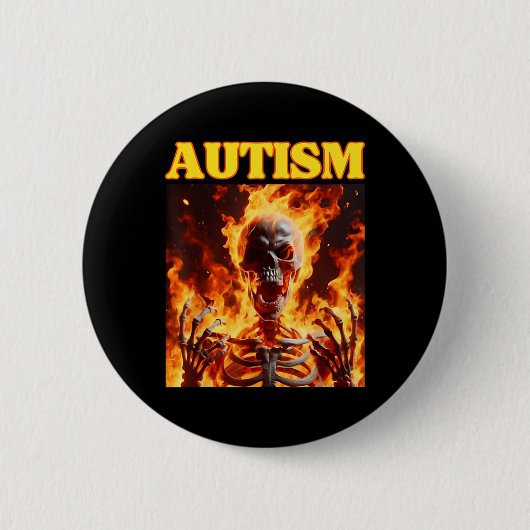 Autisme Grappig Cringe Hard Skelet Meme Flames Ronde Button 5,7 Cm (Voorkant)