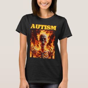 Autisme Grappig Cringe Hard Skelet Meme Flames T-shirt