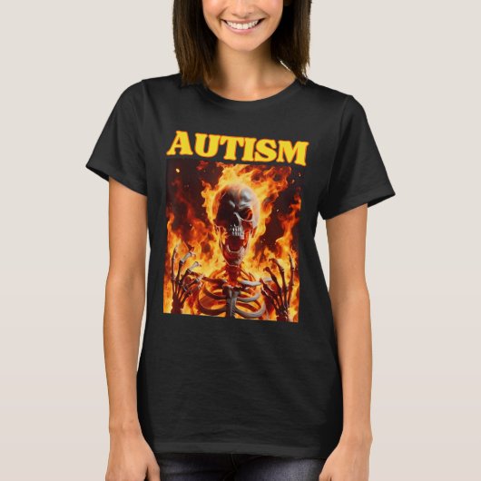 Autisme Grappig Cringe Hard Skelet Meme Flames T-shirt (Voorkant)