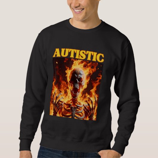 Autisme Grappig Cringe Hard Skelet Meme Flames Trui (Voorkant)
